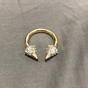 Spike rose gold ring with rhinestones